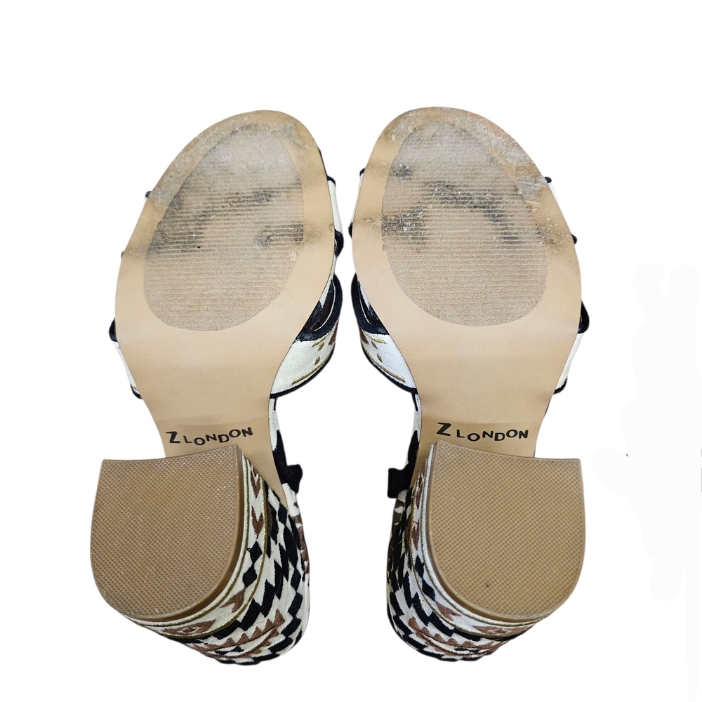 Lace up Heeled Sandals Size 7 Tribal Aztec Block Heels - Picture 10 of 17